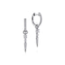 14K White Gold 10mm Diamond Huggie Earrings with Spike Drops - 0.3 ct