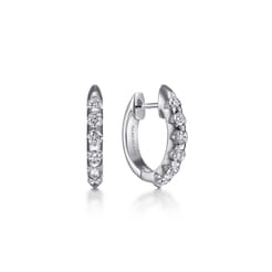 14K White Gold 10mm Round Classic Diamond Huggie Earrings