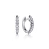 14K White Gold 10mm Round Classic Diamond Huggie Earrings - 0.75 ct