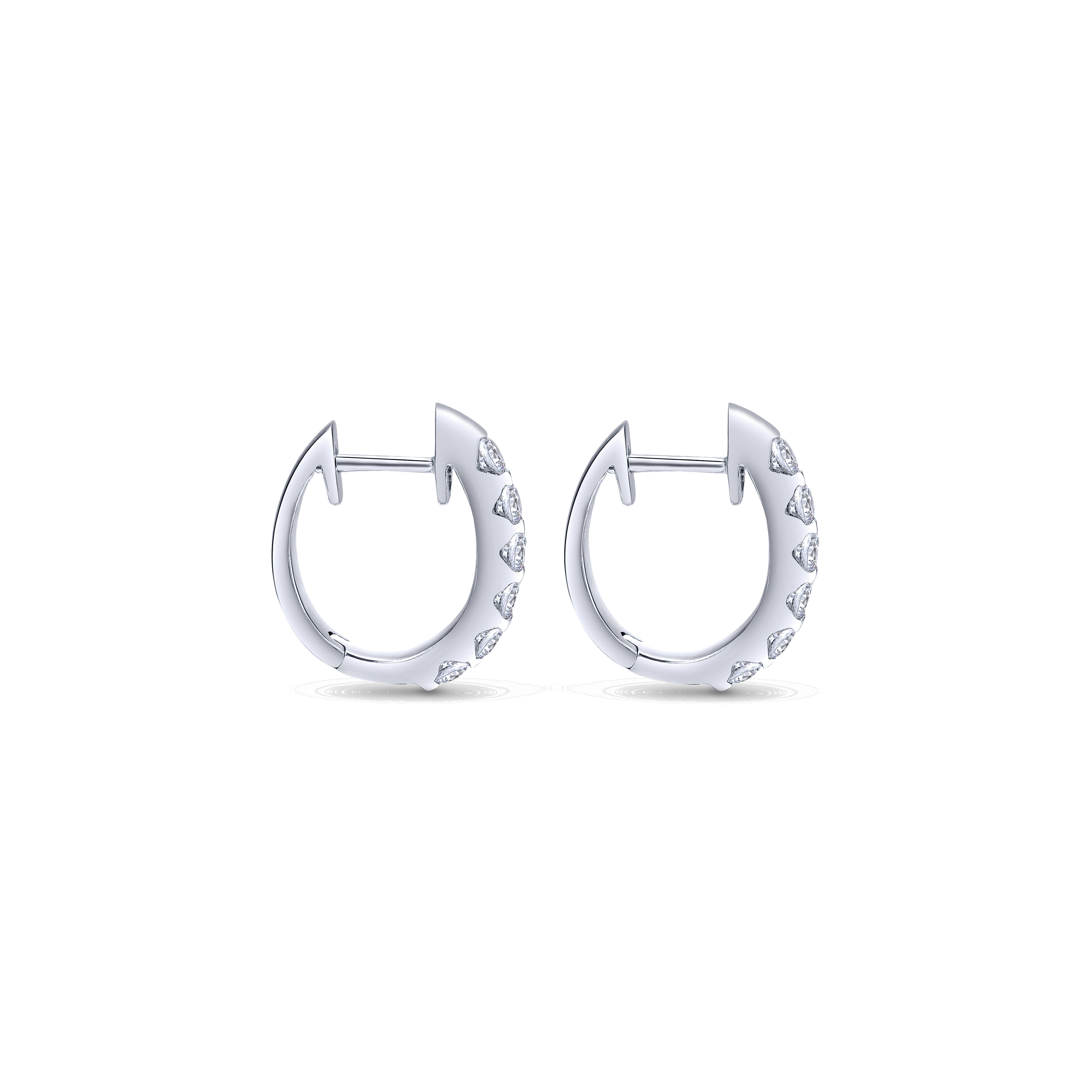 14K White Gold 10mm Round Classic Diamond Huggie Earrings - 0.75 ct - Shot 2