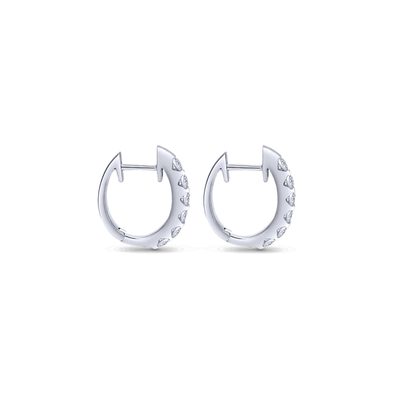 14K White Gold 10mm Round Classic Diamond Huggie Earrings - 0.75 ct - Shot 2