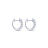 14K White Gold 10mm Round Classic Diamond Huggie Earrings - 0.75 ct
