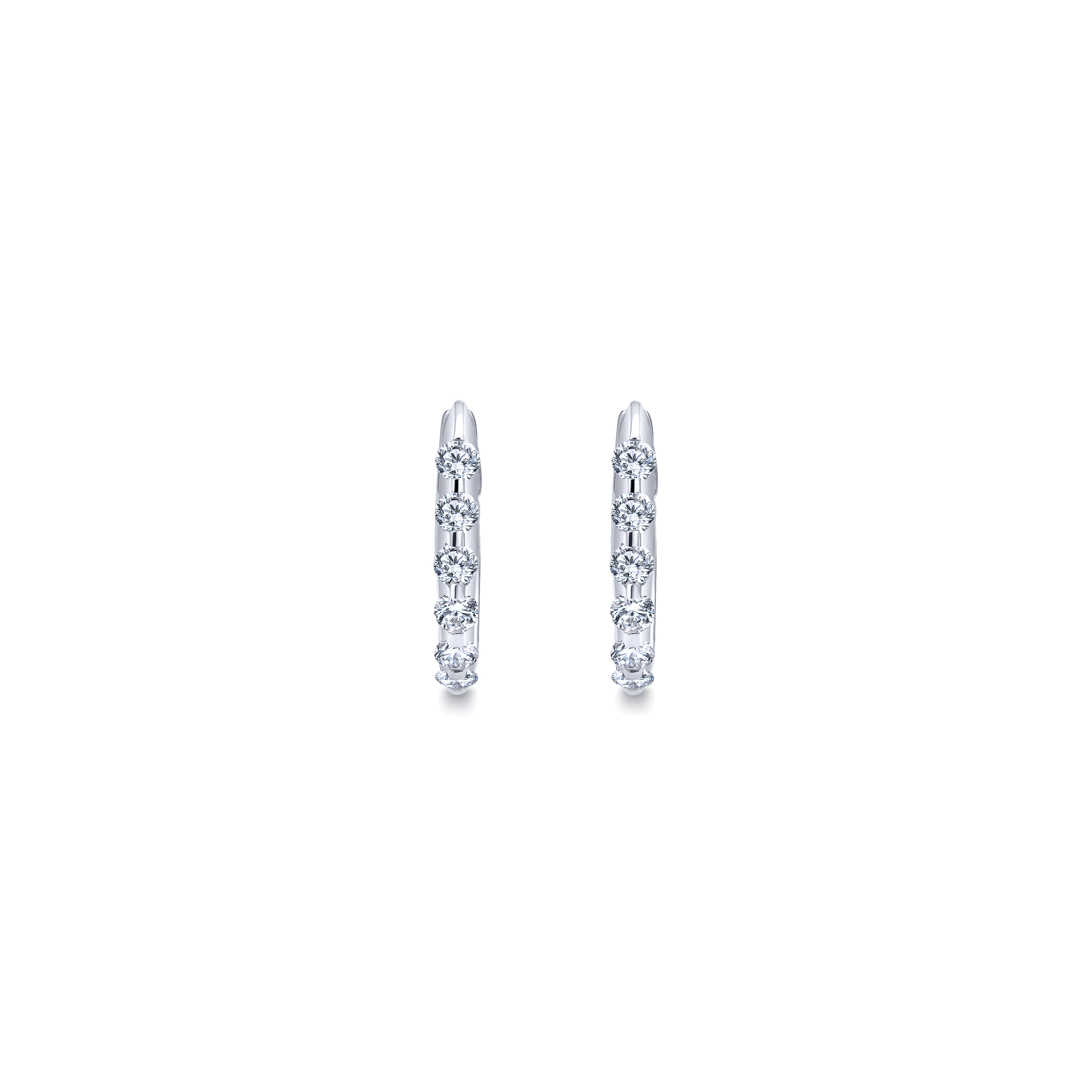 14K White Gold 10mm Round Classic Diamond Huggie Earrings - 0.75 ct - Shot 3