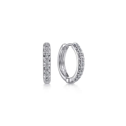 14K White Gold 10mm Round Diamond Huggies