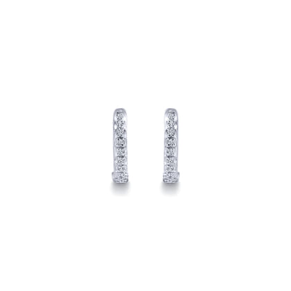 14K White Gold 10mm Round Diamond Huggies