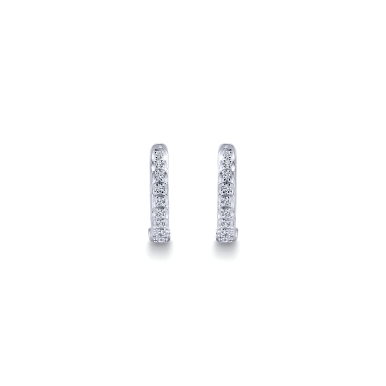 14K White Gold 10mm Round Diamond Huggies - 0.12 ct - Shot 3