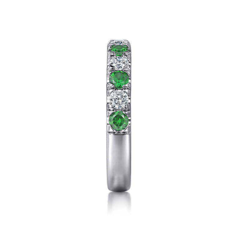 Straight Wedding Ring in 14k White Gold with Round Emerald at Gabriel & Co. - Shot 4