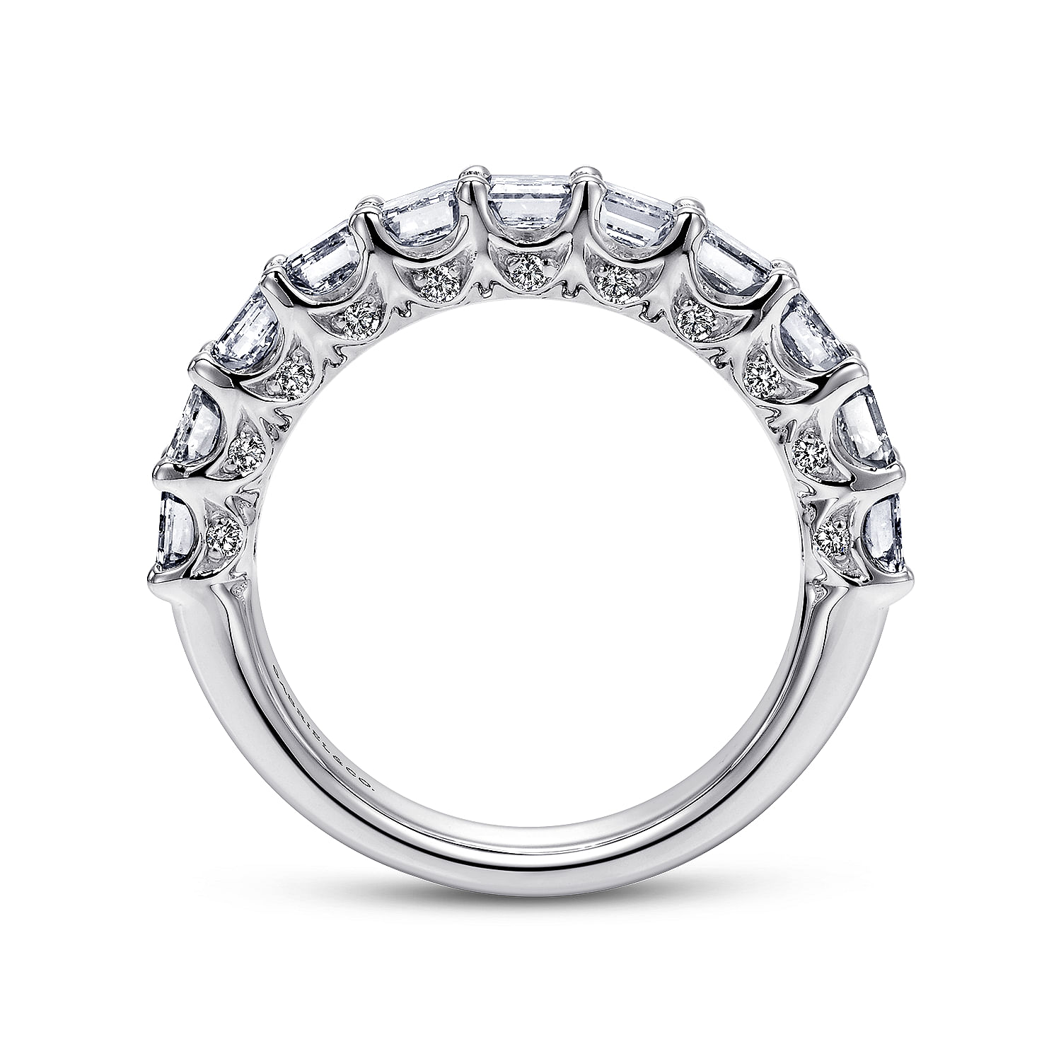Fancy Wedding Ring in 14k White Gold with Emerald Cut Natural Diamond at Gabriel & Co. - Shot 2