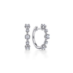 14K White Gold 15 mm Diamond Huggies