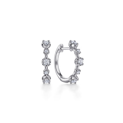 14K White Gold 15 mm Diamond Huggies