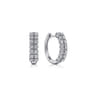 14K White Gold 15mm 2 Row Diamond Huggie Earrings - 0.5 ct