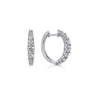 14K White Gold 15mm Classic Diamond Huggies