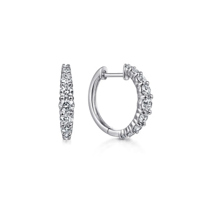 14K White Gold 15mm Classic Diamond Huggies