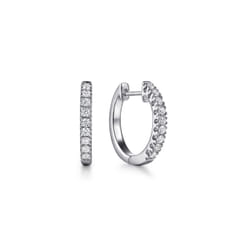 14K White Gold 15mm Classic Diamond Huggies