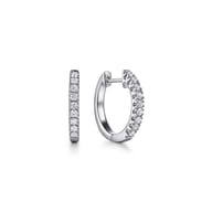 14K White Gold 15mm Classic Diamond Huggies
