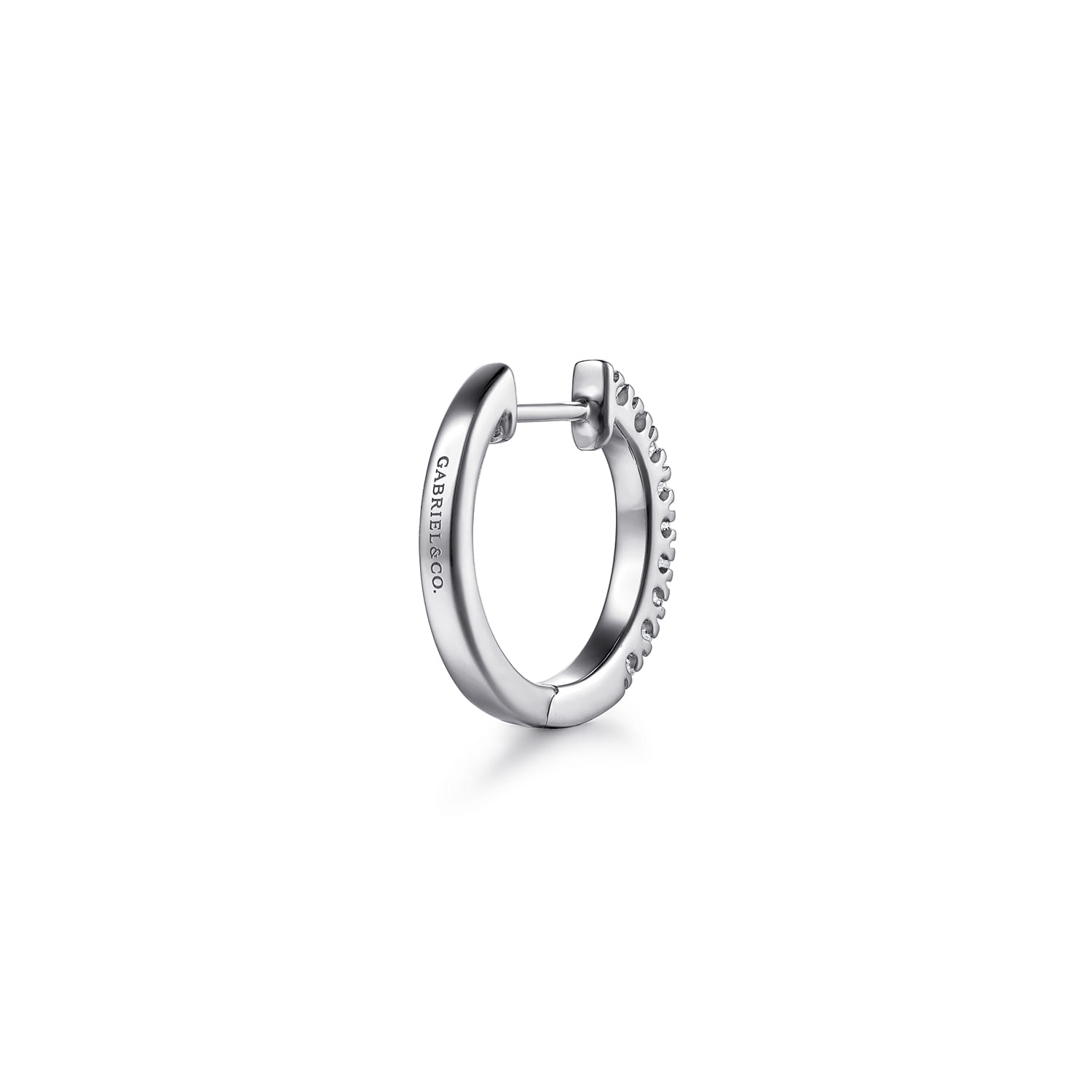 14K White Gold 15mm Classic Diamond Huggies - 0.3 ct - Shot 2