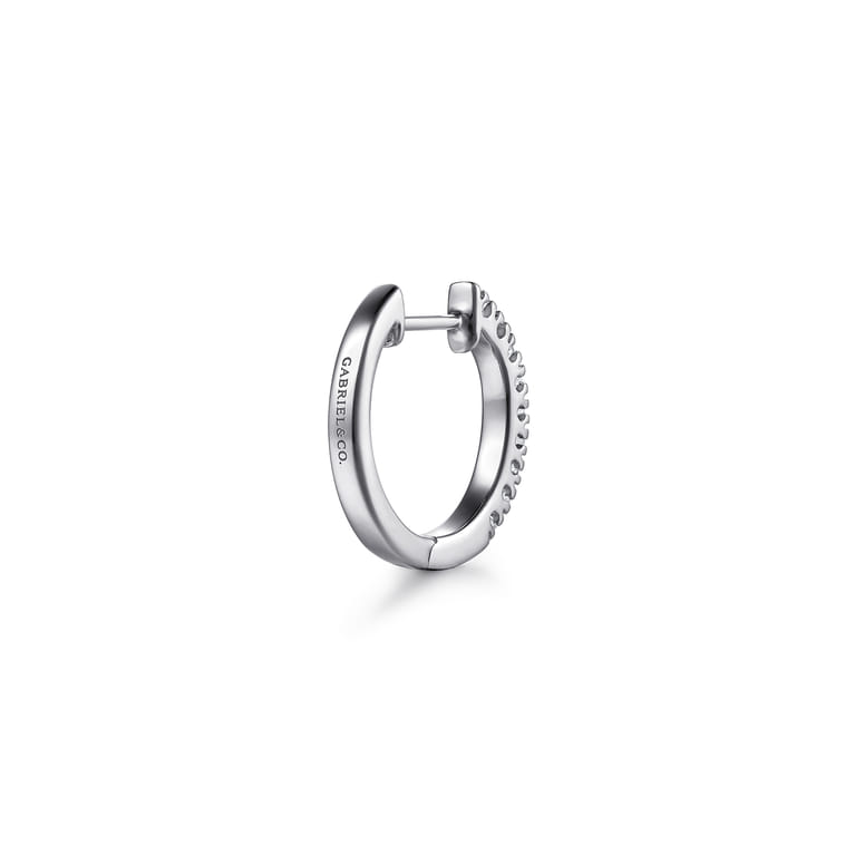 14K White Gold 15mm Classic Diamond Huggies - 0.3 ct - Shot 2