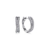 14K White Gold 15mm Diamond Criss Cross Huggie Earrings - 0.5 ct