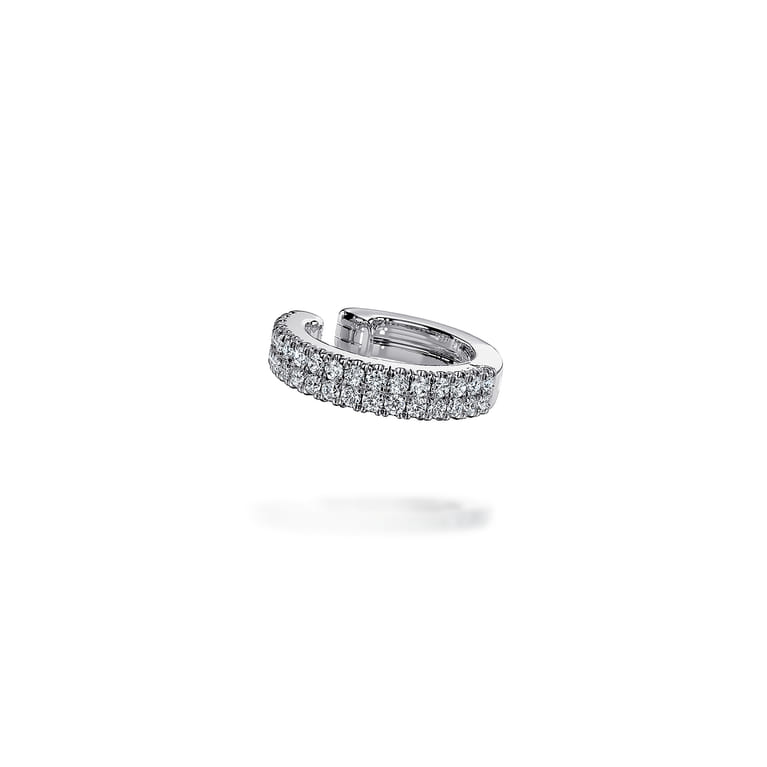 14K White Gold 15mm Diamond Earcuff Earring - 0.17 ct - Shot 1