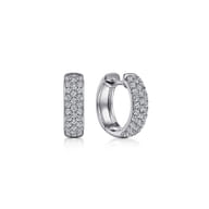 14K White Gold 15mm Diamond Huggie Earrings