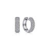 14K White Gold 15mm Diamond Huggie Earrings - 0.55 ct