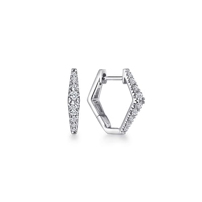 14K White Gold 15mm Diamond Huggies