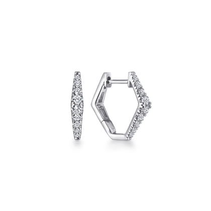 14K White Gold 15mm Diamond Huggies