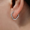 14K White Gold 15mm Diamond Huggies - 0.3 ct