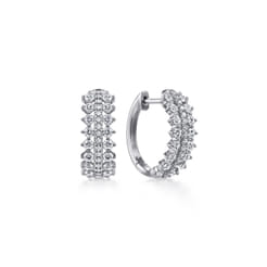 14K White Gold 15mm Diamond Huggies