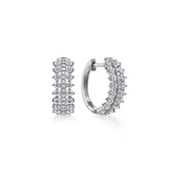14K White Gold 15mm Diamond Huggies