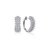 14K White Gold 15mm Diamond Huggies - 0.85 ct