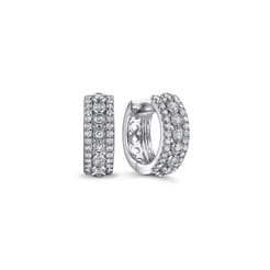 14K White Gold 15mm Diamond Huggies