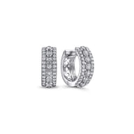 14K White Gold 15mm Diamond Huggies