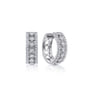 14K White Gold 15mm Diamond Huggies - 0.55 ct