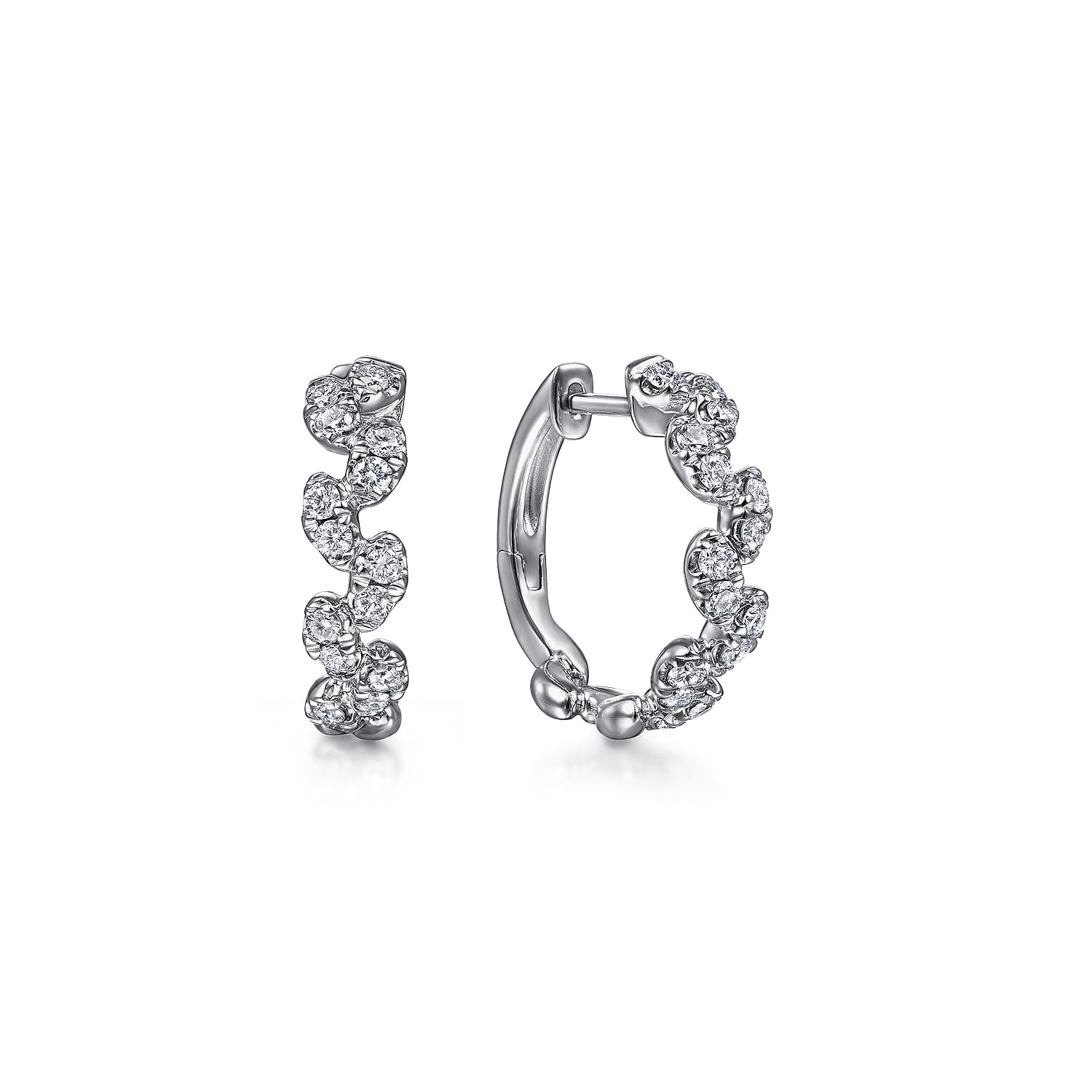 14K White Gold 15mm Diamond Huggies - 0.4 ct - Shot 1