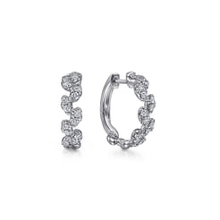 14K White Gold 15mm Diamond Huggies