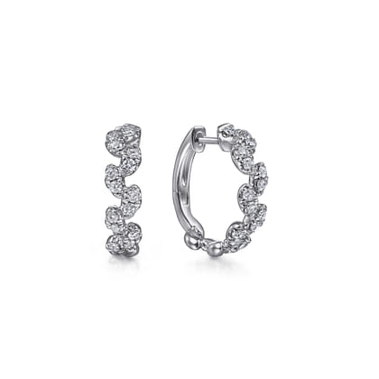 14K White Gold 15mm Diamond Huggies