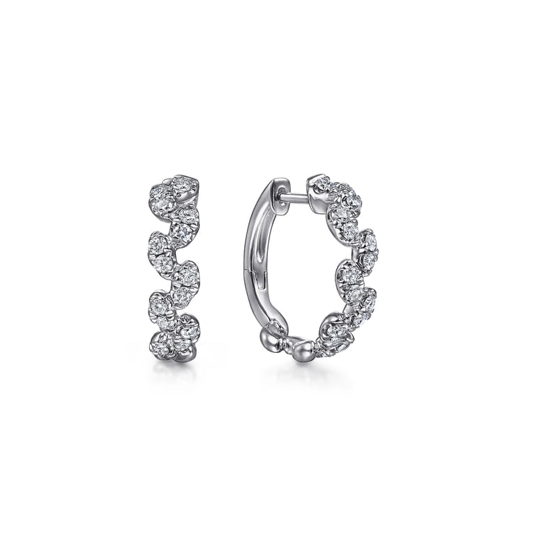 14K White Gold 15mm Diamond Huggies - 0.4 ct - Shot 1