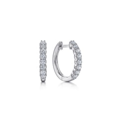 14K White Gold 15mm Diamond Huggies