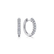 14K White Gold 15mm Diamond Huggies