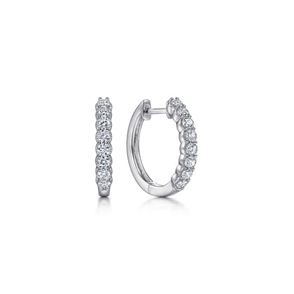 14K White Gold 15mm Diamond Huggies