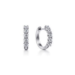 14K White Gold 15mm Diamond Huggies