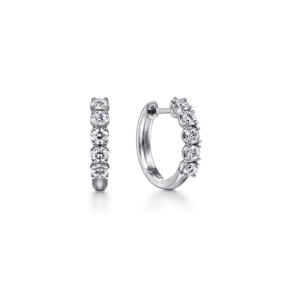 14K White Gold 15mm Diamond Huggies