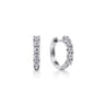 14K White Gold 15mm Diamond Huggies - 0.5 ct