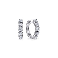 14K White Gold 15mm Diamond Huggies