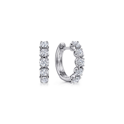 14K White Gold 15mm Diamond Huggies