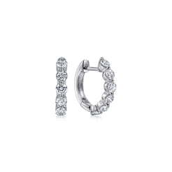 14K White Gold 15mm Diamond Huggies