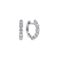 14K White Gold 15mm Diamond Huggies