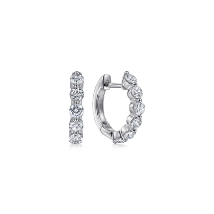 14K White Gold 15mm Diamond Huggies