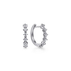 14K White Gold 15mm Diamond Huggies